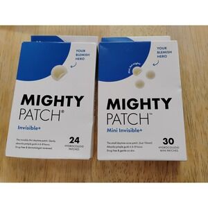 2 PACK ! Hero Cosmetics Mighty Patch Invisible + Acne Patches - 24ct + 30ct